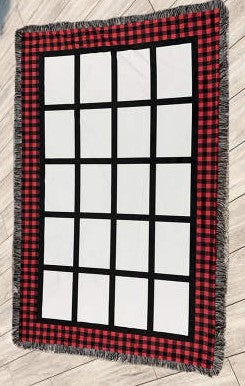 Photo/20 Panel Sublimation Velvet Blanket BLACK/RED PLAID