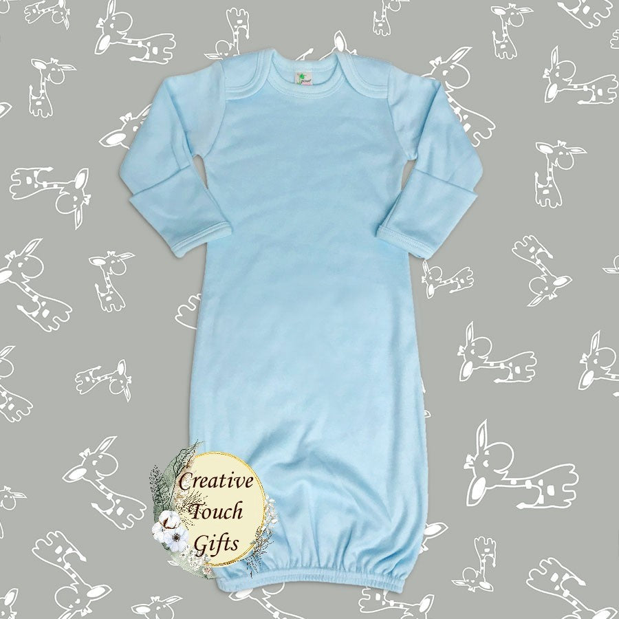 Baby Sleeper Gowns with Mittens – 65% Polyester 35% Cotton Blend Sublimation