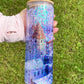 Glass can 20oz blank sublimation Pree drilled snow globe glitter double walled