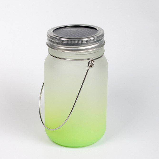 Frosted Mason Jar w/ Lantern Lid and Metal Handle(15oz/450ml,Sublimation  Blank,Green)