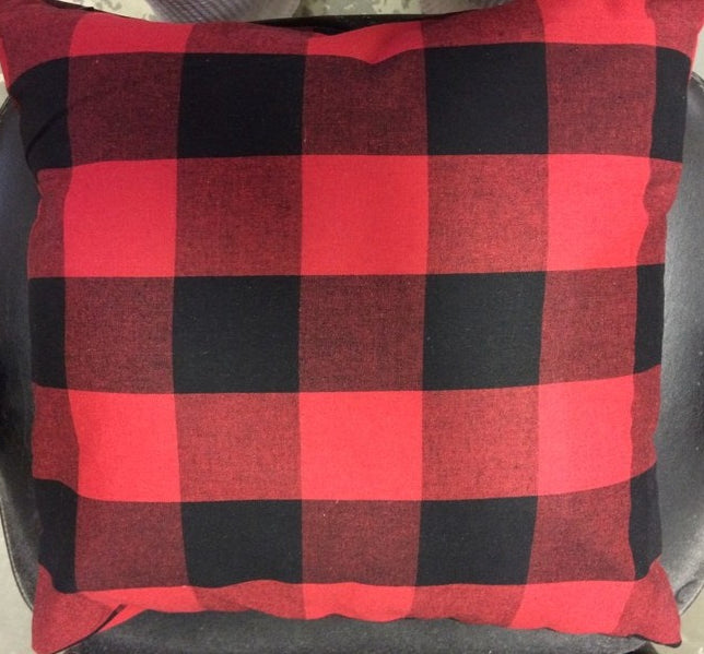 Pillow Cover-Red /Black Check 17"x17" Pillow Covers