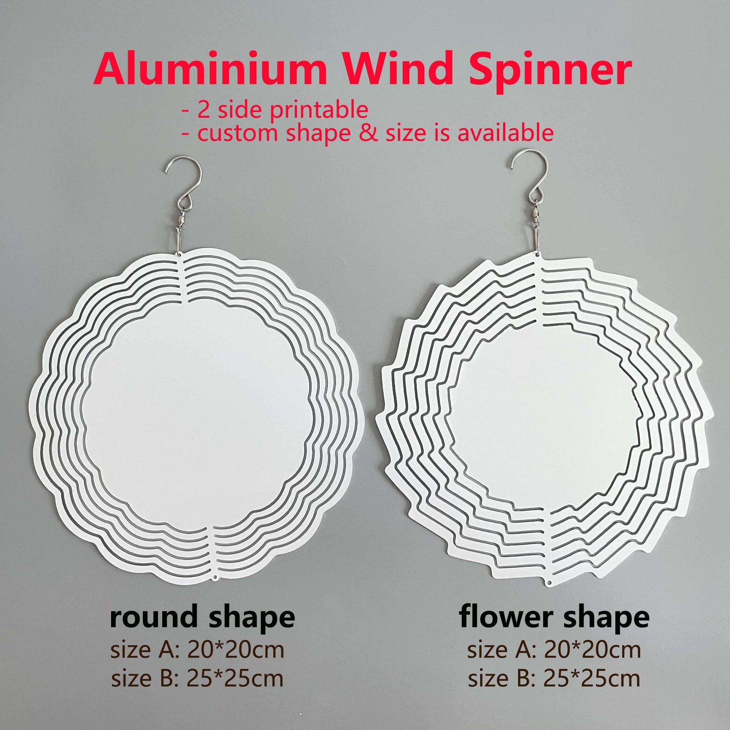 Blank/ Wind Spinner 8" and 10" Aluminum Round & Flower Db sided